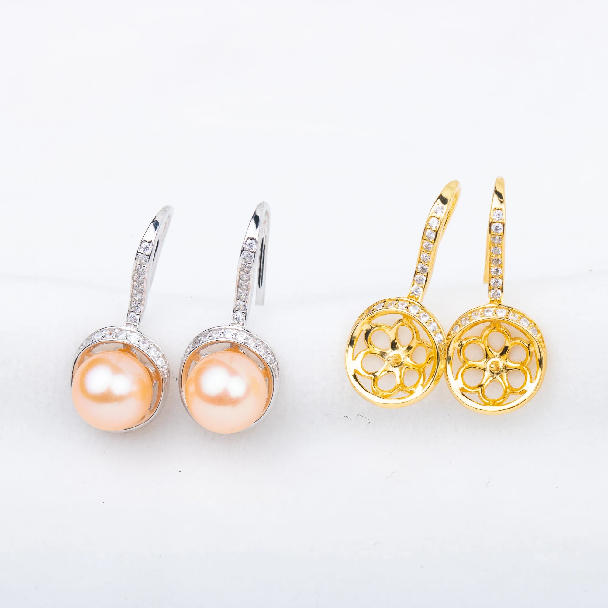 E010715 S925 Pearl Earring 925 Sterling Silver DIY 7-8mm Natural Freshwater Pearl Stud Earring for Women