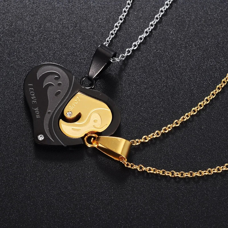 Fashion Stainless Steel Puzzle Couple Necklace Valentine's Day Gift Titanium Steel Pendants Necklace for Couple Men Women