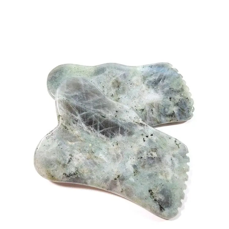 Diy Wholesale Natural Stone Heart Shape Guasha Facial Tool Labradrite Gua Sha Body For Scrapers Face Massage