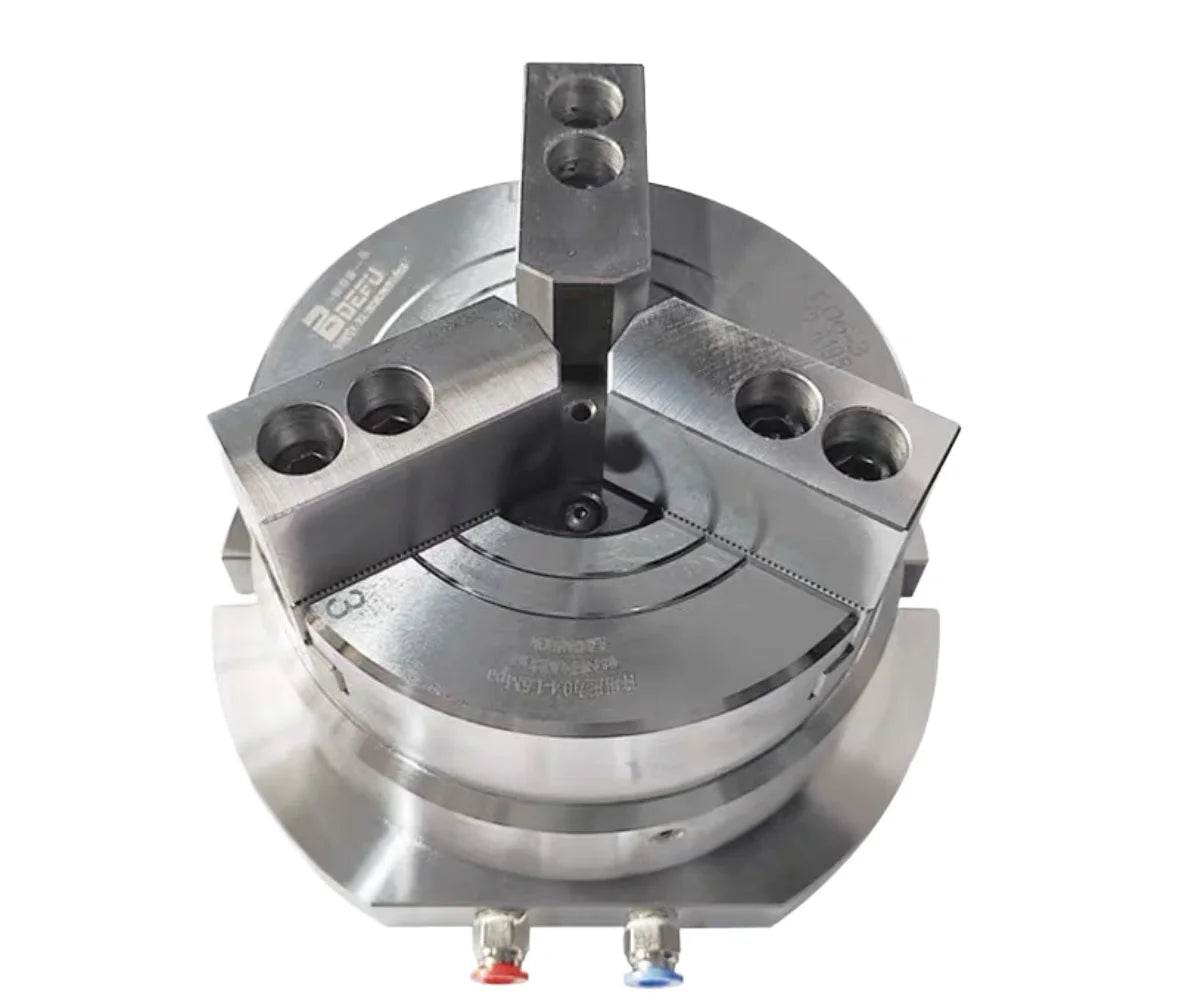 Vertical 3-Jaw Steel Hydraulic Pneumatic Chuck 0.01mm Accuracy HRC42 Hardness 250mm Outer Diameter for CNC Machining Centers
