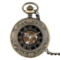 Luxury Vintage Roman Numerals Skeleton Steampunk Mechanical Pocket Clock Watch for Men
