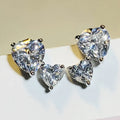 CAOSHI Wholesale Fashion Jewelry Earrings for Exquisite Sparkling Two Heart Shaped CZ Silver Plated Stud Earrings Women Wedding