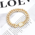 Hip Pop Man Bracelet Cuban Chain 12mm Wide Cuban Bracelet Moissnaite Sliver S925 Bracelet