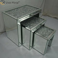 Hot Sale ZH056 Square Side Table Modern Combined Silver Glass with Crystal Diamond Top Living Room Mirror Side Tables