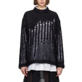 Fashion Design Oem&odm Custom Dropped Shoulders Black Oversize Laddering Open Rib Knit Mohair Silk Blend Sweater Hollow Top