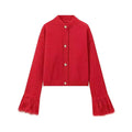 Women's Vintage Chic Autumn Crew Neck Cardigan Single Breasted Long Sleeve Sweater Front Patchwork Knitted Tops Casual Vintage