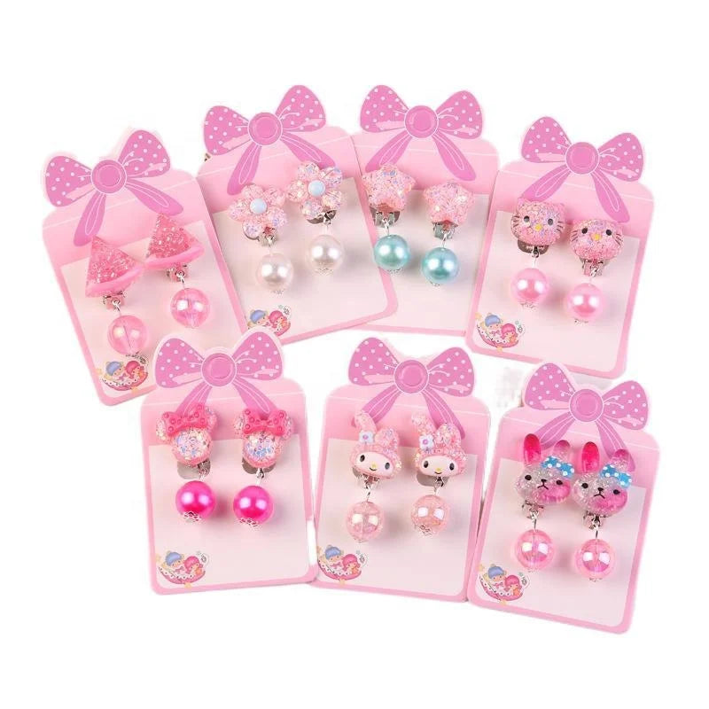 Korean Children's Earrings Female Earless Piercing Cute Student Jewelry Diy Pearl Tassel Ear Clip