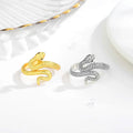 Merryshine 925 Sterling Silver Non Tarnish Vintage Dainty Jewelry Adjustable Cobra Punk Snake Shape Ring