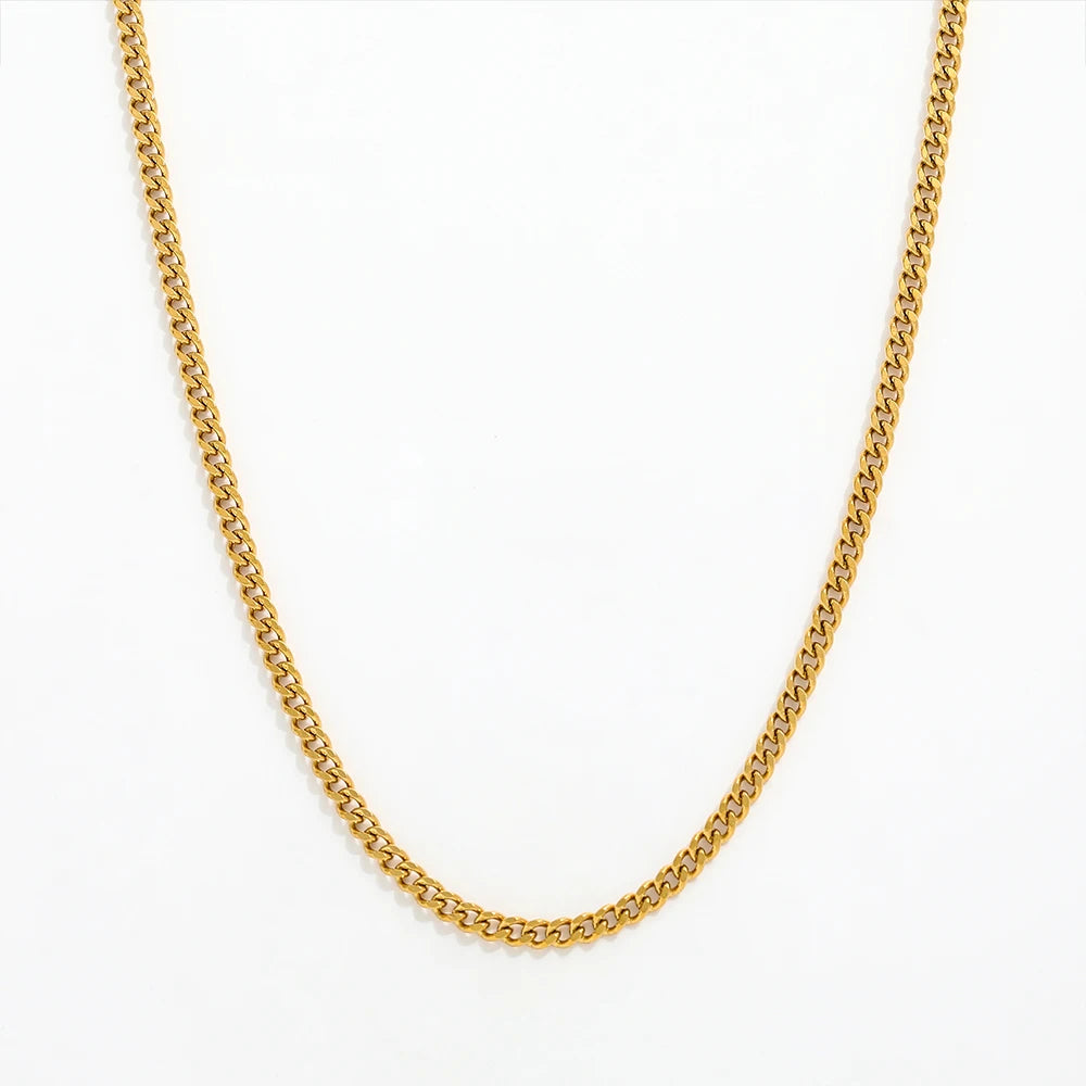 Fenny 18K PVD Plated Basic Long 60CM Link Chain Necklace Sweater Chain for Women Stainless Steel Jewelry Wholesale