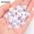 JUNAO 12mm White Flatback Pearls Heart Pearls Rhinestones Girl Bags Pretty Loose Pearls for Wedding Decoration