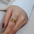 Ladies Luxurious Rings Multiple Layers Strand Loop Indext Finger Rings Women Lead&nickle Free Stainless Steel 18K Gold Ring