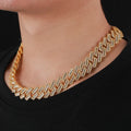Fashion Men Jewelry Hiphop Style 16mm 14K 18K Gold Plated Brass 5A Baguette CZ Diamond Iced Out Cuban Link Chain Necklace