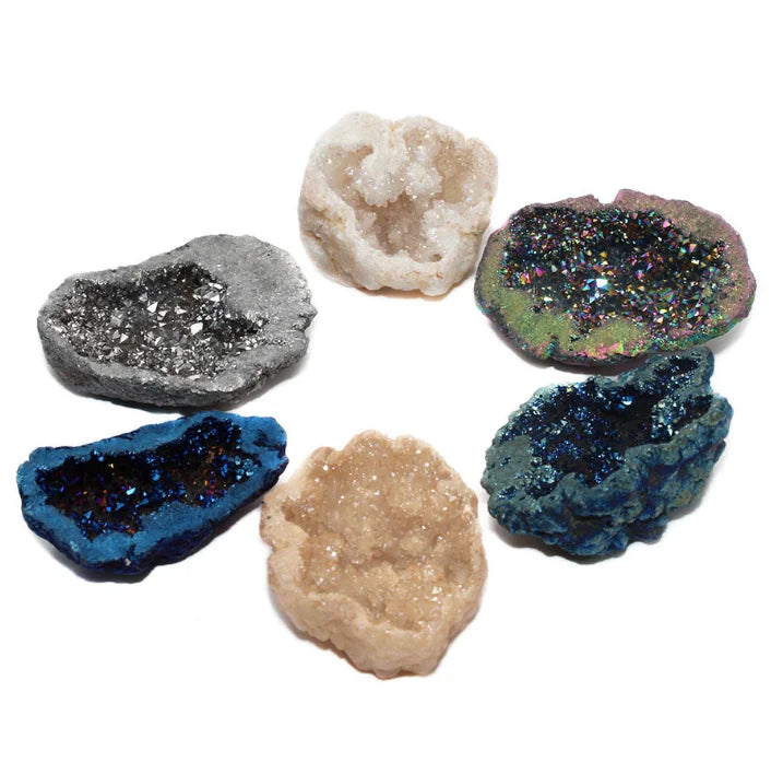 Natural Electroplated Hollow Agate Crystal Geode Mineral Specimen 3-5cm Agate Geode Druzy Cluster Decorative Gift