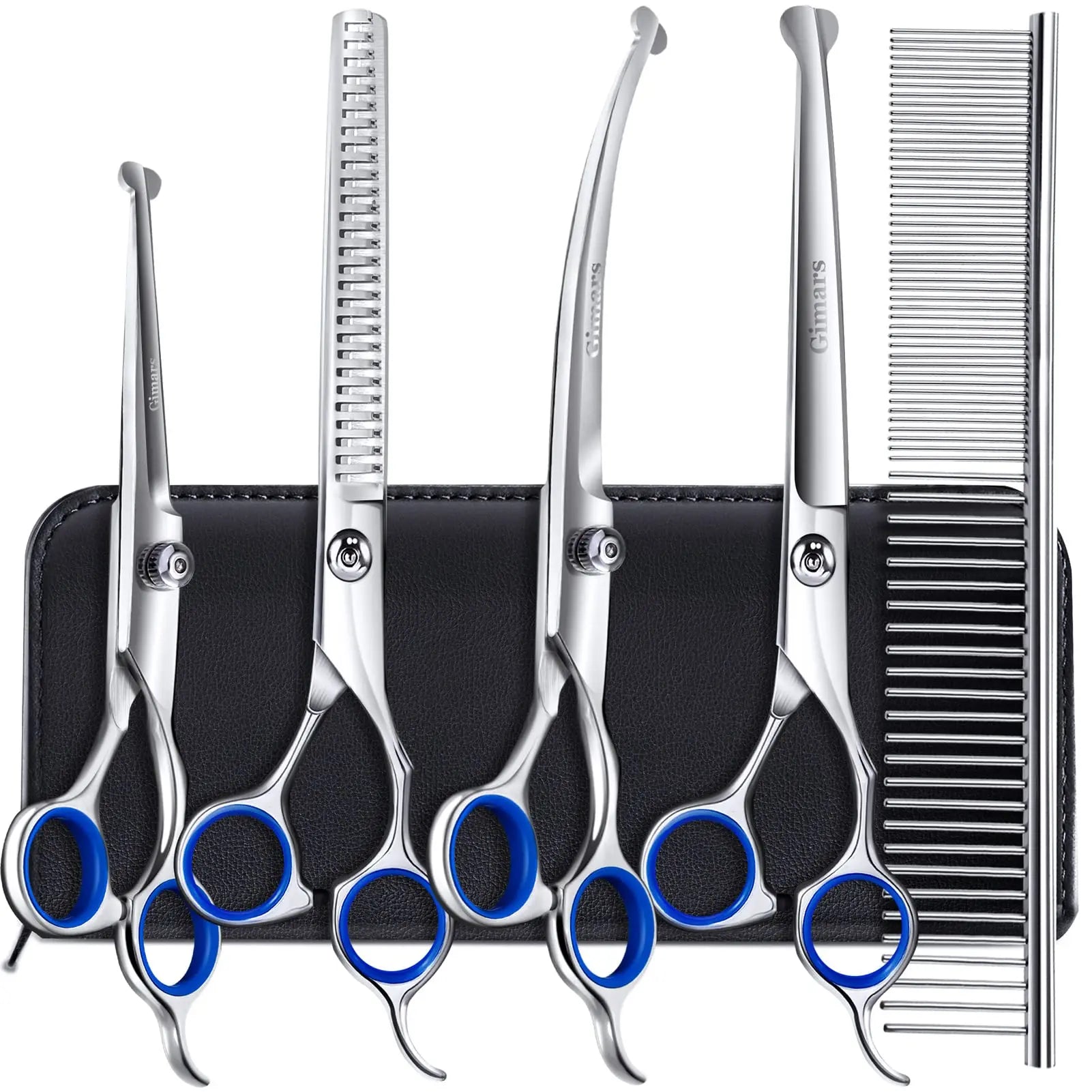 High Quality Pet Grooming Set Foldable Dog Hair Trimmer with Straight and Curved Clippers Comb Kit-for Dog Hair Removal