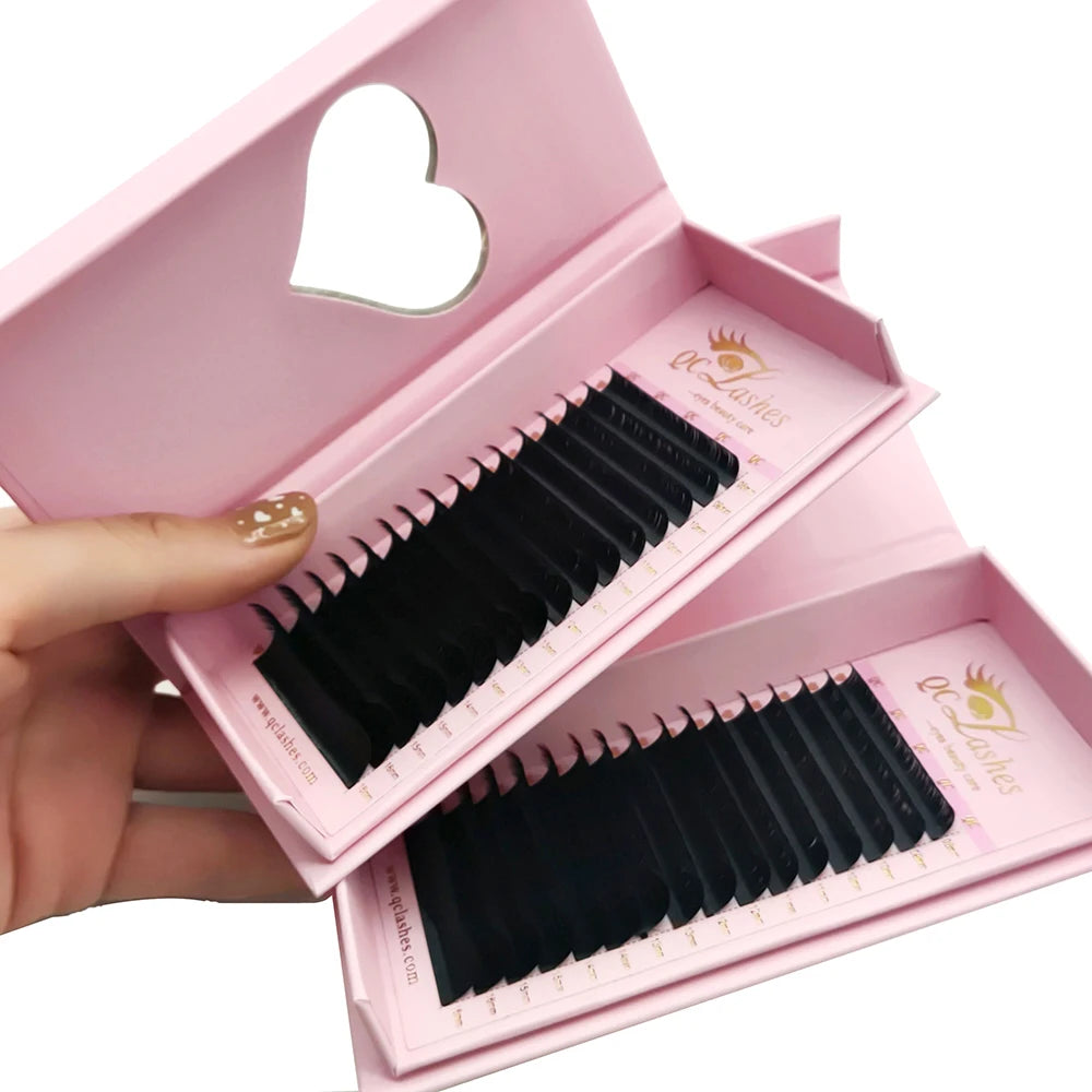 Private Label Mink Silk Volume Eyelash Extension Lash Trays Wholesale Supplies Dark Matte Black Velvet Cashmere Lash Extensions