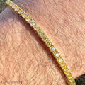 Luster Jewellery 4mm Champagne Round Hip Pop Style Tennis Chain 925 Silver Moissanite Bracelet for Man