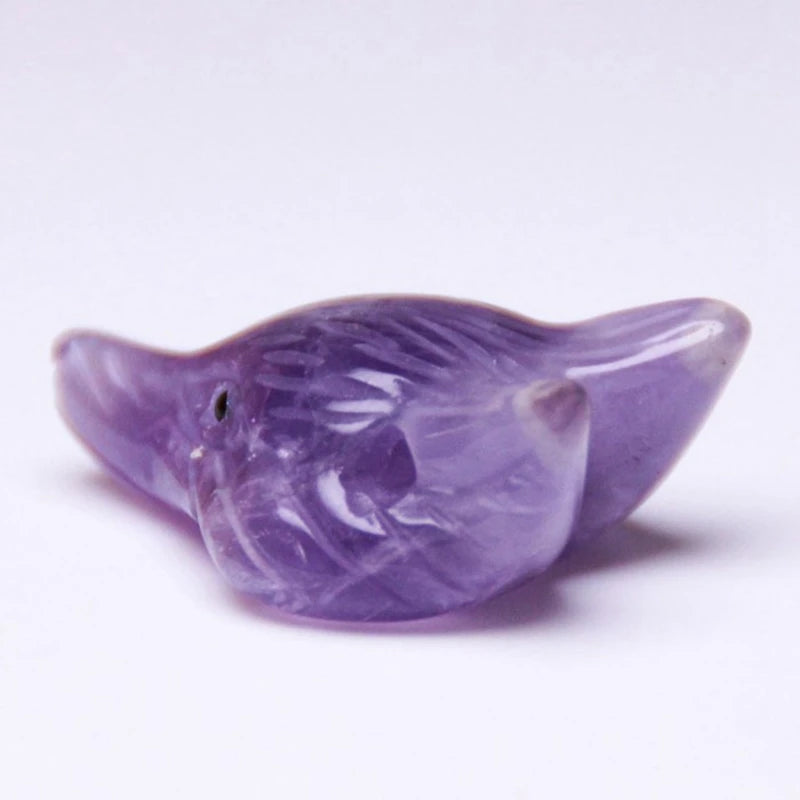Huiying 23*33mm Wholesale Semi Precious Stone Crafts Gemstones Carved Animals Natural Crystal Amethyst Fox Head Crafts