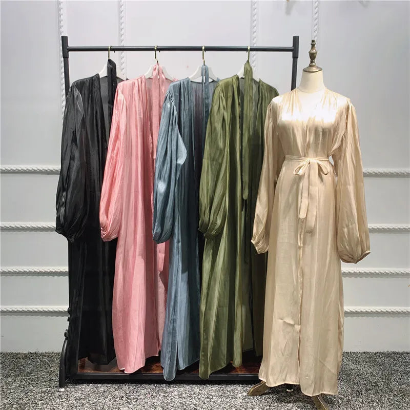 Hot Sale Women Islamic Clothing Shinny Polyester Luxury Abaya Abaya Women Muslim Dress Abaya  2025