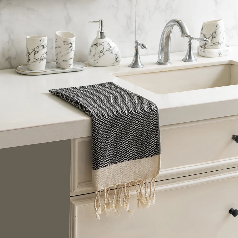 Hot Model Cotton Turkish Jacquard YARN DYED Rectangle Hand Towel Eco-friendly Quick-Dry Thickened Absorbent Home Kitchen Hotel