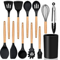Wooden Handle Colorful Kit Cooking 11pcs Stainless Steel Spatula Nonstick Baking Tool Cheese Silicone Kitchen Home Kitchen