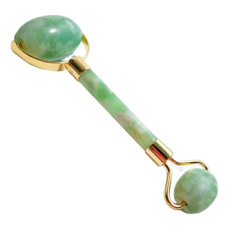 DIY Cheap Price Natural Double Head Xiuyan Jade Green Stone Facial Lift Body Crystal