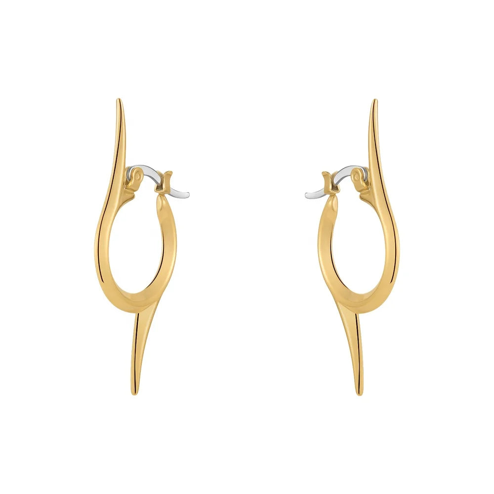 Original Design 18K Gold Plated Stainless Steel Jewelry Piercing Round Spike Hoop Earring for Women Punk Earrings E221480