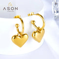 Ason Premium Silver Gold Heart-shaped Hoop Earrings Women Jewelry Gold Plated Stainless Steel C-Hoop Earrings