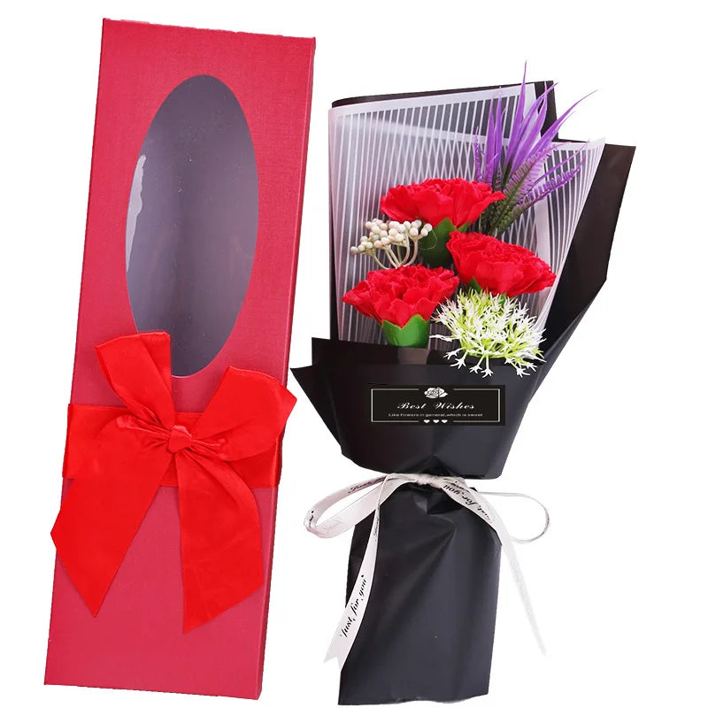 Mother's Day Best Gift 3 Heads Artificial Flower Rose Soap Bouquet for Activity Gift Box