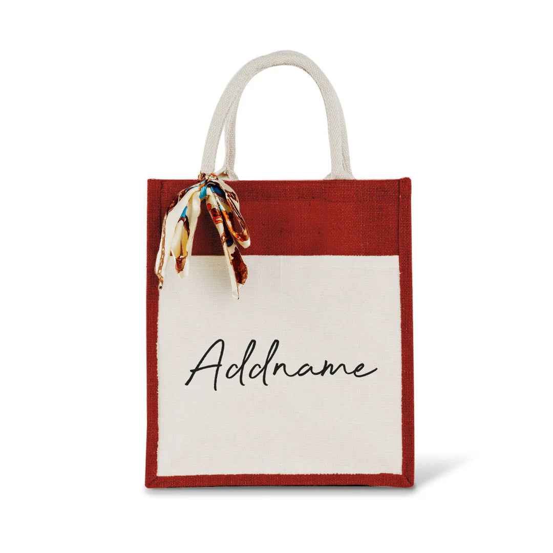 Christmas Birthday Party Gift DIY with Bow Knot Jute Tote Bag Shopping Handbag