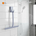 Aleo Durable Eco-Friendly Stainless Handle Rubber/Silicone Wiper Blade Shower Squeegee Hook for Bathroom Glass Window Cleaning