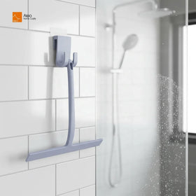 Aleo Durable Eco-Friendly Stainless Handle Rubber/Silicone Wiper Blade Shower Squeegee Hook for Bathroom Glass Window Cleaning