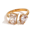 Water Drop Shining Zircon Gold Plated Jewelry 316l Stainless Steel Engagement Rings for Women