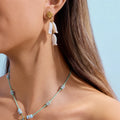 New Trendy Summer Ocean Style 18K Gold Plated Stainless Steel Waterproof Natural Shell Fish Pendant Earrings for Women