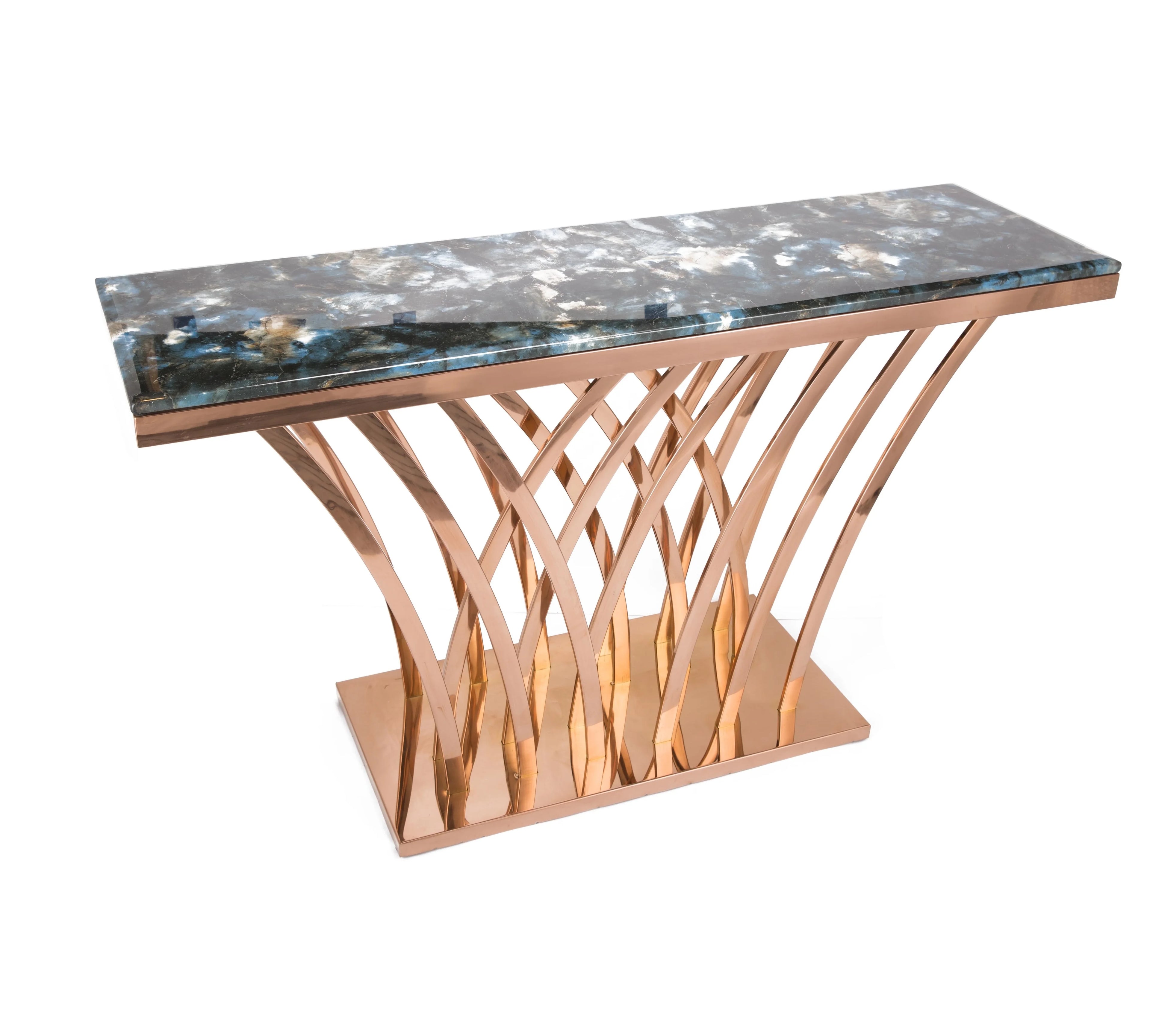 2022 Modern Style Luxury Stainless Steel Console and Marble Top Are Suitable for the Living Room Metal Console Tables Rose Gold