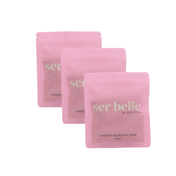 Custom UV Printing Makeup Remover Pad Plastic Bag Accessories Packing Frosted Ziplock Heat Seal Bags