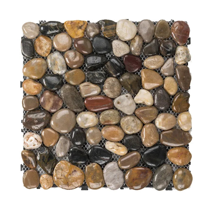 Outdoor Stone Pebble Wpc Interlocking Deck Tiles
