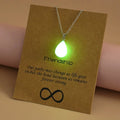 Glow in the Dark Charms Trendy Fashion Jewelry Brown Message Card Waterdrop Star Luminous Heart Pendant Necklace