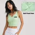 New Arrival Women's Sports Tank Top Ribbed V-Neck Workout Fitness Gym Vest Half Fixed Pads Printed Running Breathable Sportswear