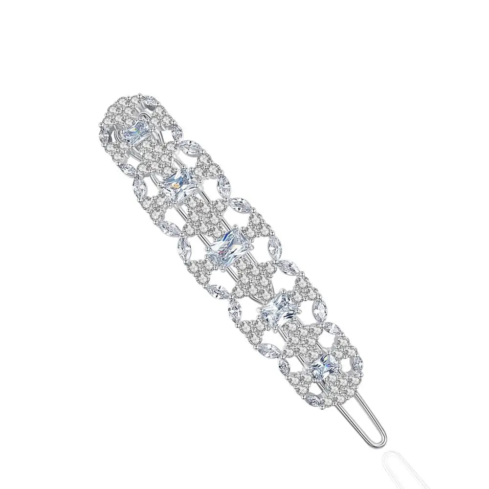 LUOTEEMI Hollow Bridal Hair Clips for Women Elegant a AA Cubic Zircon Hair Accessories Hairpins Wedding Jewelry