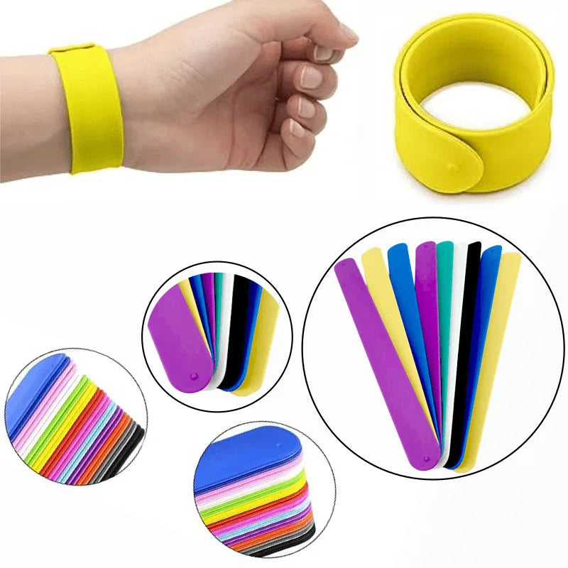 Hot Sale Free Samples Snap Wristband Slap Bracelet Rubber Printing Safety for Kids Birthday Party
