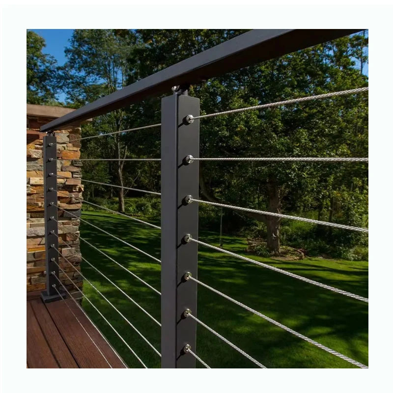 Reilbu in Stock Factory Price Matt Black Inox Stainless 42" Cable Railing Post Railing Stainless