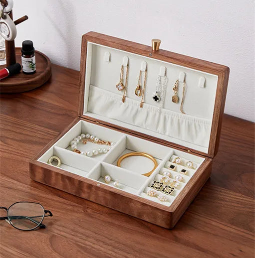 Black Walnut Ebony Large Big Storage Headgear case Luxury Wood Wooden Jewel Storage Box