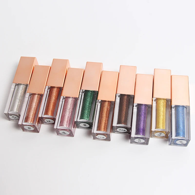 Manufacture Custom High Pigment Glitter Liquid Eyeshadow Tube Metallic Green Eyeshadow Duochrome Chameleon Eye Shadow Gel