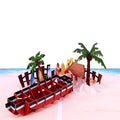 Winpsheng Custom Beach Boat 3D Pop up Birthday Card with Letters Design Paper Material Laser Cut Finish