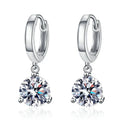 S925 Moissanshi Classic Three-Claw Earrings Geometric Design D Color Sterling Silver for Weddings Parties Anniversaries Gifts