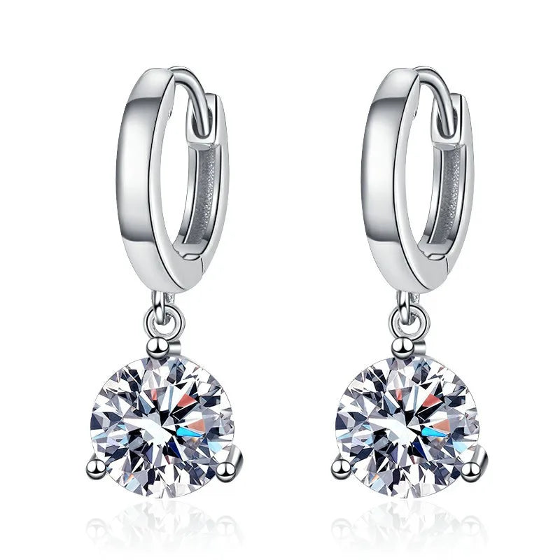 S925 Moissanshi Classic Three-Claw Earrings Geometric Design D Color Sterling Silver for Weddings Parties Anniversaries Gifts