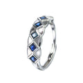 Graceful Rhodium Plated 925 Silver Jewelry Asscher Cut Natural Sapphire Ring for Women Birthday Gift Daily Wear