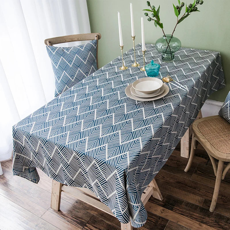 Wholesale Anti-Aging Wrinkle-Free Waterproof Cotton Linen Tablecloth Holiday Dining Living Room Table Cover Woven Technique