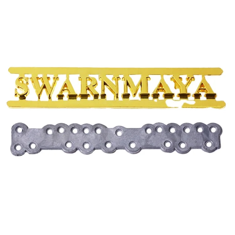 Handmade Embossed Letter Brand Purse Plate Fitting Custom logo Gold Metal Handbag Tags with Backer