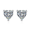 S925 Silver Ear Nail Pt950 Platinum Plated 1 Carat Heart-Shaped Moissanite Earrings for Women Moissanite Jewelry